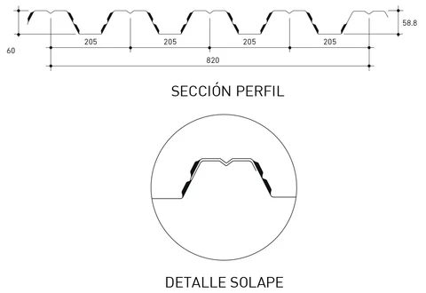 Características gométricas del forjado colaborante MT-60